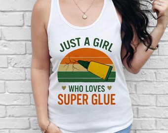 Super Glue Lover Racerback Tank Top, Creative Hobbyist Tee