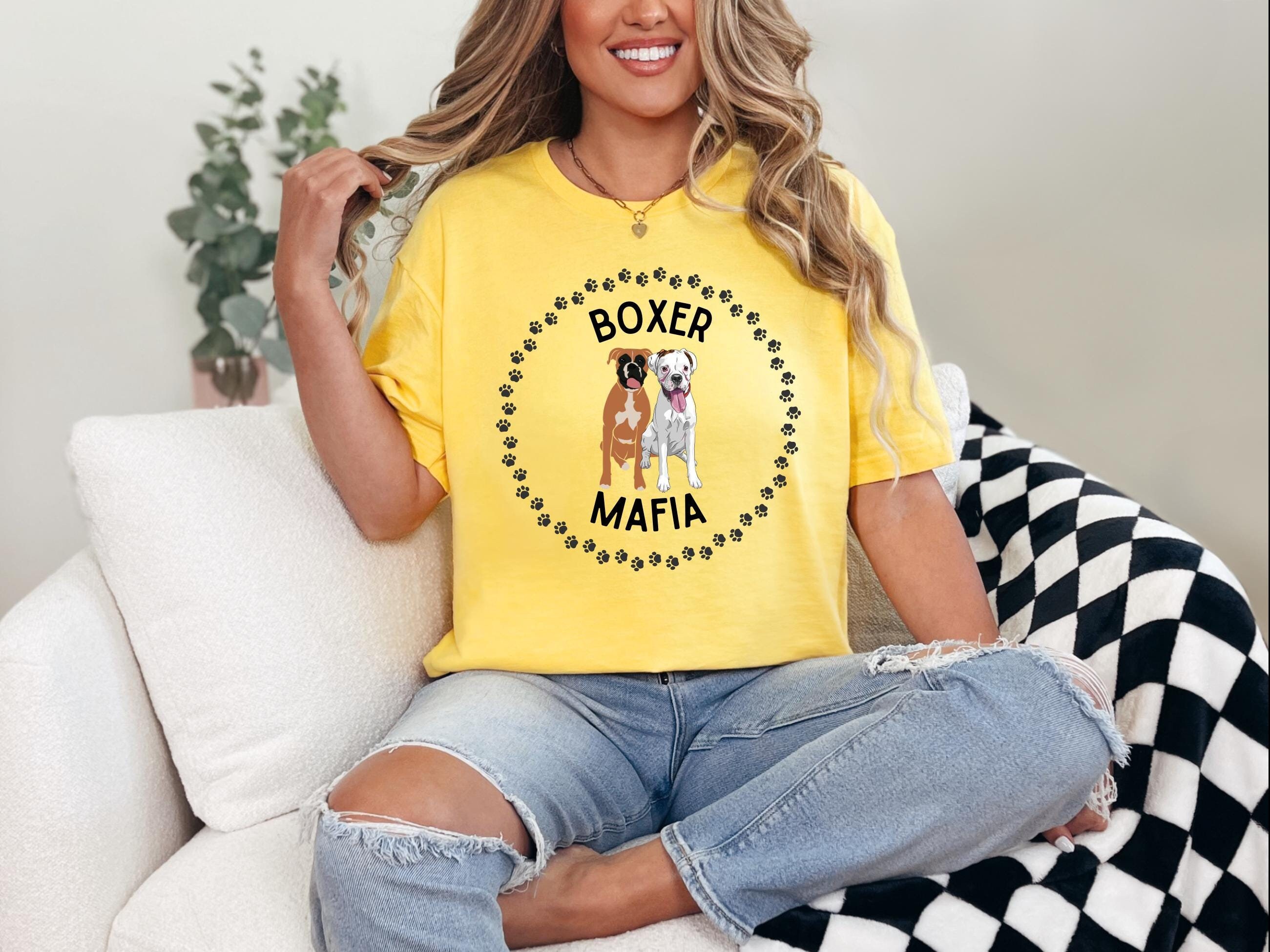 Boxer Mafia Unisex Softstyle T-Shirt, Boxer Dogs, Dog Lover Tee, Pet Owner Shirt, Funny Animal Top, Canine Crewneck, Graphic Tee, Rescue dog