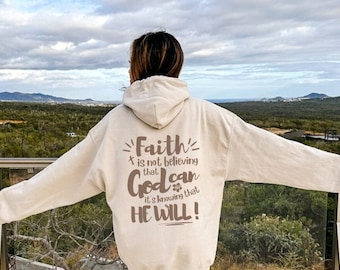 Faith Hoodie, Inspirational Hoodie | Bible Verse Hoodie, God Hoodie, Jesus Apparel, Brown Aesthetic Hooded Sweatshirt, Christian Hoodie