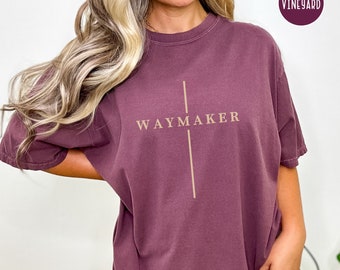 Koszulka chrześcijańska WAYMAKER | Koszulki w wygodnych kolorach | Koszulka z Jezusem, Koszulka z Pismem Świętym, Koszulka z wersetem biblijnym dla kobiet lub mężczyzn | Odzież chrześcijańska