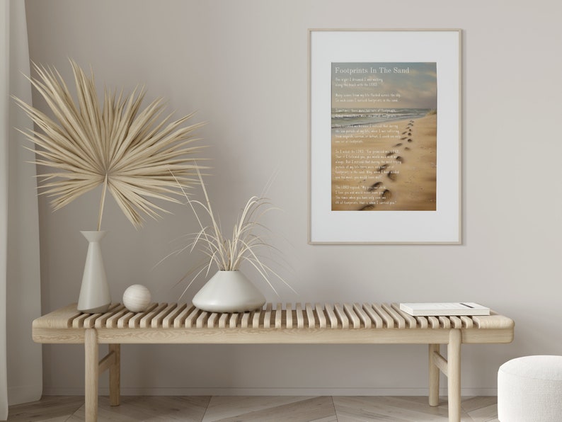 Footprints in the Sand Wall Art PRINTABLE Christian Wall Art Decor