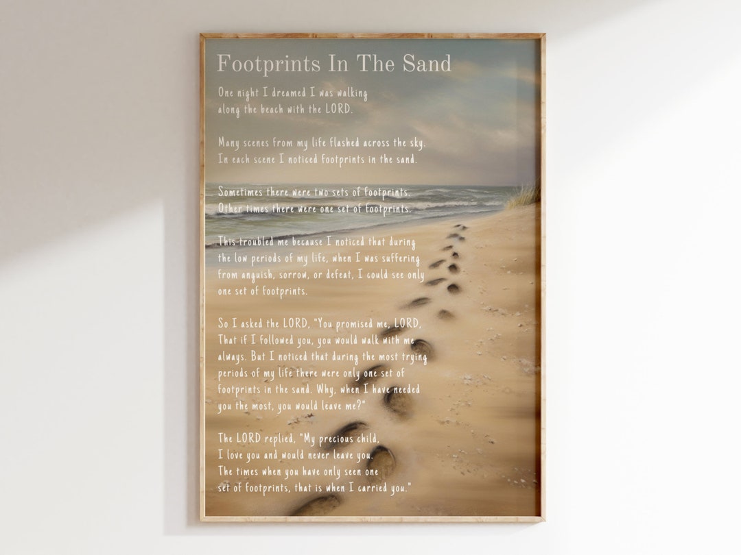 Footprints in the Sand Wall Art Christian Decor, Footprints Poem