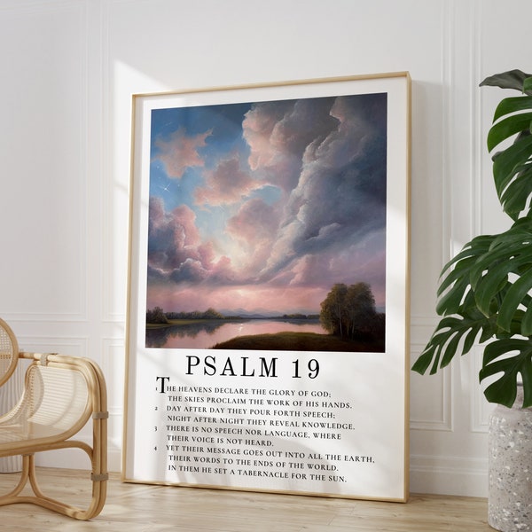 Psalm Wall Art | PRINTABLE Bible Verse Wall Art for Framing | Scripture Wall Art - PSALM 19 - The Heavens Declare The Glory of The Lord