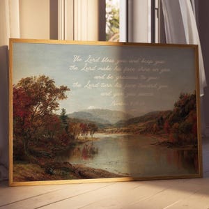 The Blessing Christian Wand Kunst Druck - Der Herr segne dich Bibel Vers Poster | Schrift Wandkunst, Herbstlandschaft, rustikale Landdekoration