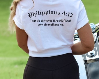 Camisa de Filipenses 4:13: Todo lo puedo en Cristo/Camisa de Jesús, Camiseta cristiana, Camisa de versículo bíblico, Ropa cristiana, Camisa de fe