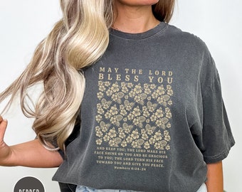 Koszulka Błogosławieństwo - Niech Pan Cię Błogosławi Chrześcijańska Koszulka T-shirt | Koszulki w Kolorach Komfortowych | Koszulka Błogosławiona, Koszulka z wersetem Biblijnym Liczby 6:24