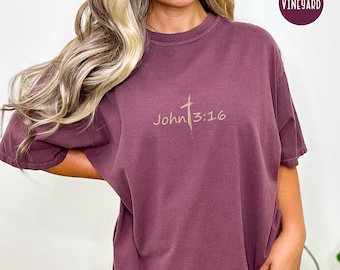 Camisa Juan 3:16 - Porque Dios amó tanto la camiseta del mundo / Camisa de Jesús, Camisa de versículo bíblico, Camisa cristiana para hombres/mujeres / Camisa de colores cómodos