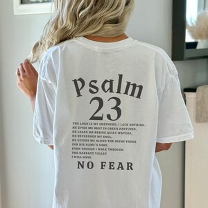 PSALM 23 - Pan jest moim pasterzem Koszulka | Koszulka z Pismem Świętym, Koszulka Bez strachu, Koszulka z wersetem biblijnym, Koszulka z Jezusem, Koszulka chrześcijańska damska męska zdjęcie 5