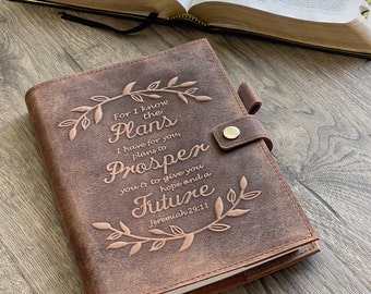 For I Know The Plans - Jeremiah 29:11 Bible Verse Journal | Genuine Leather Journal Notebook, Leather Diary | Refillable Journal, 320 Pages