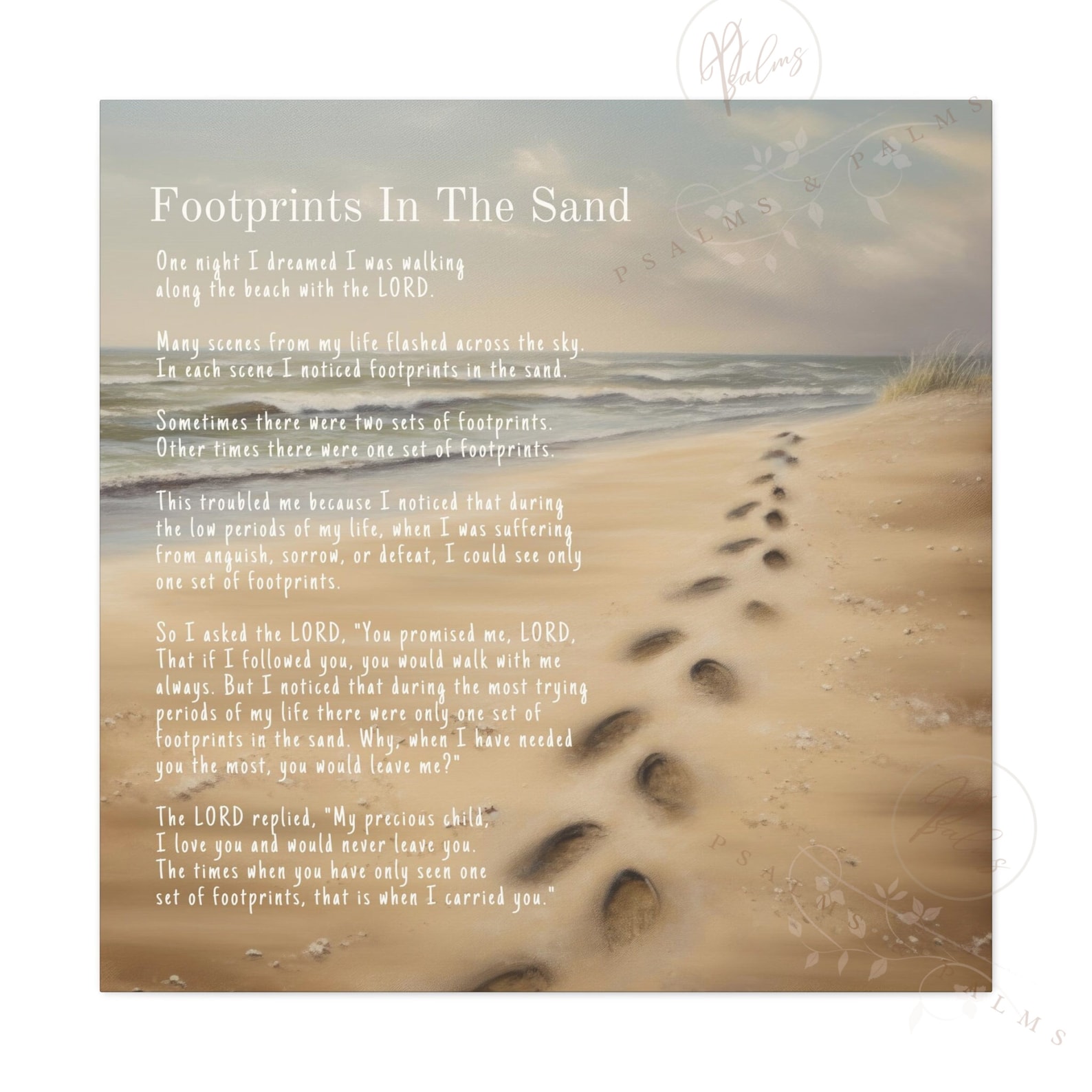 Footprints in the Sand Canvas Gallery Wrap Inspirational Wall Art ...