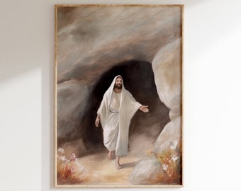 Jesus Has Risen Wall Art - Resurrection of Jesus Art | Christian Wall Art Easter Decor | Jesus Christ Has Risen - Digital/PRINTABLE Wall Art