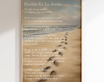 Huellas En La Arena - En Español | Spanish Version of Footprints In The Sand | Digital Artwork - Print From Home