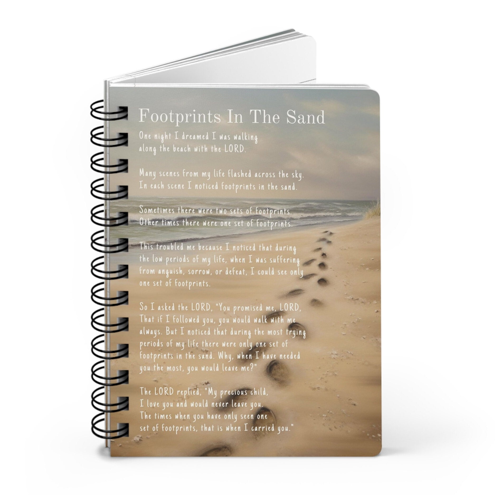 Footprints in the Sand Poem Journal Beach Inspirational Wire Bound ...
