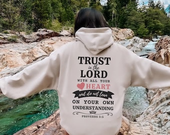 Confía en el Señor con todo tu corazón - Proverbios 3:5 Sudadera cristiana / Sudadera inspiradora, Sudadera con corazón, Sudadera con versículo bíblico