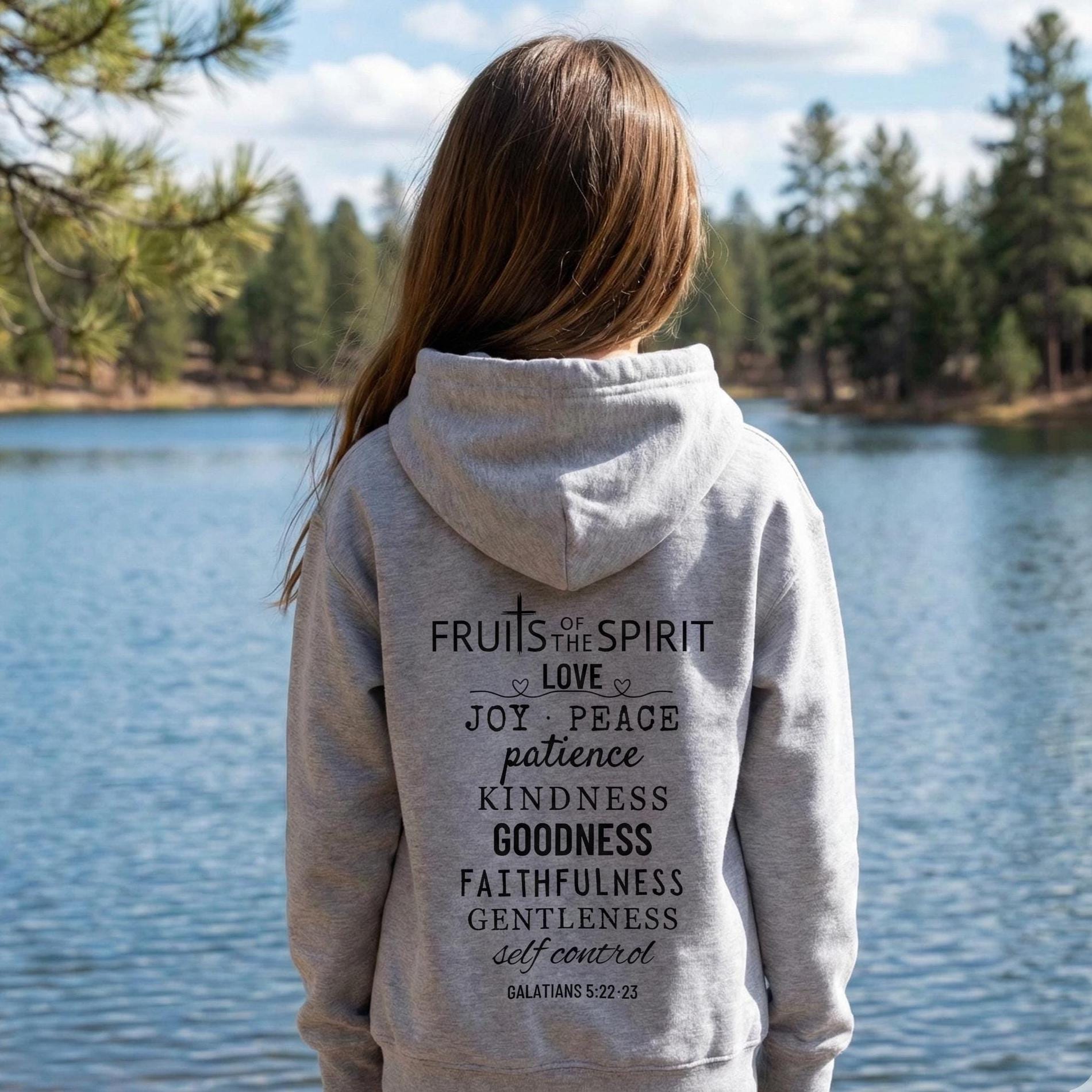 Fruits of the Spirit Youth Hoodie Christian Kids Pullover Galatians 5:22 Bible Verse Hoodie for Girls & Boys Church Youth Group Hoodie