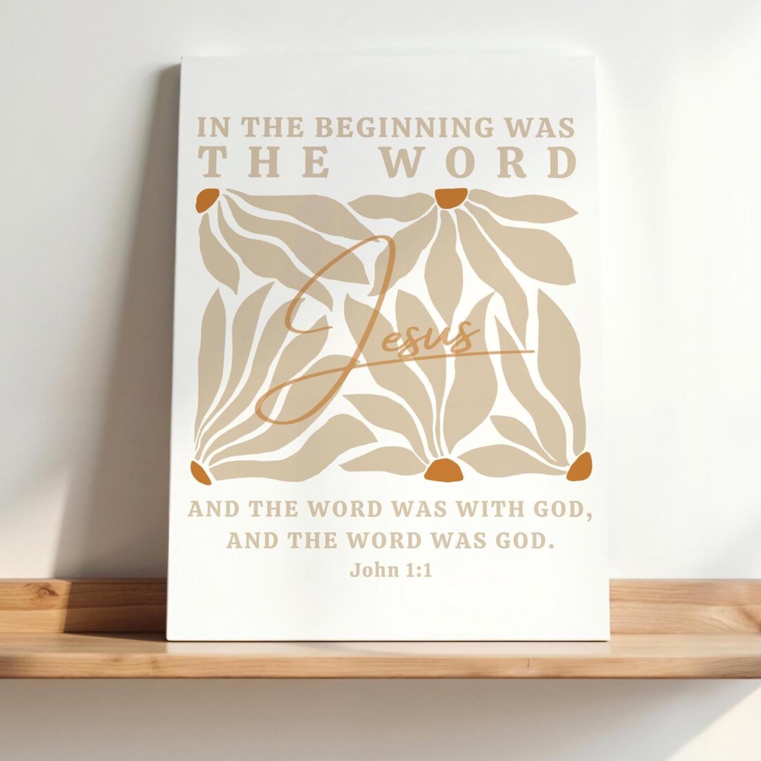 Jesus Wall Art Canvas - Bible Verse Canvas, John 1:1 - in the Beginning ...
