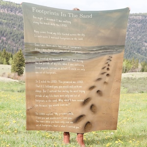 Footprints In The Sand Blanket - Christian Blanket | Throw Blanket, Microfiber Blanket, Duvet, Velveteen Plush Blanket