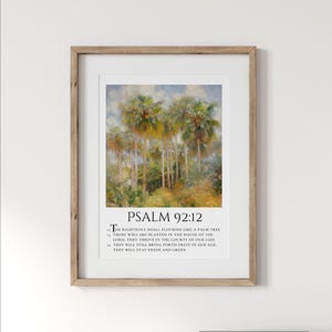 Psalm Scripture Wall Art - Psalms 92:12 Bible Verse Wall Decor | Flourish Like a Palm Tree, Scripture Wall Decor - Unframed Art Print