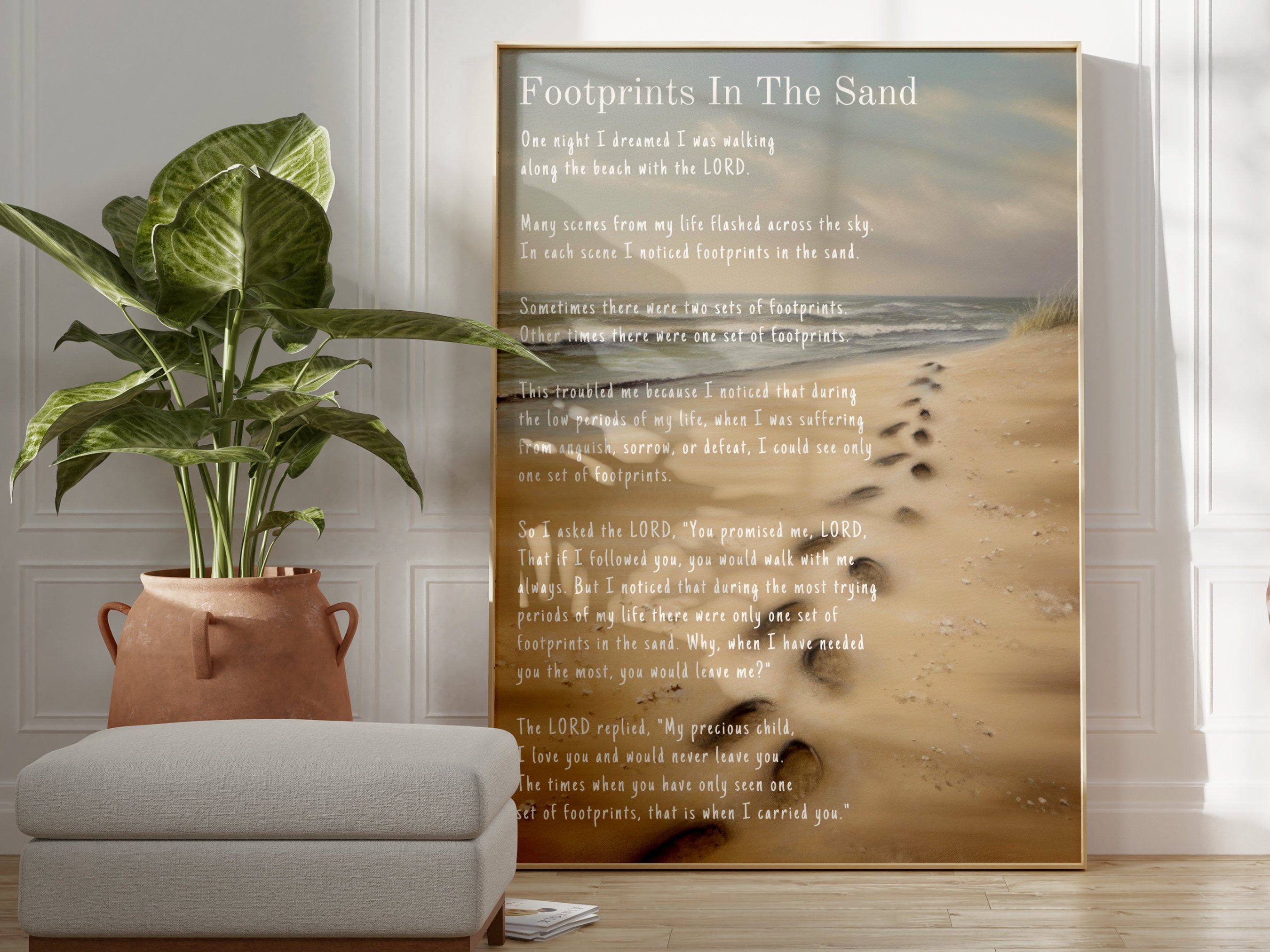 Footprints in the Sand Wall Art PRINTABLE Christian Wall Art Decor