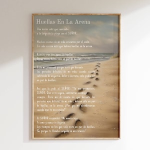 Huellas En La Arena - En Español / Versione spagnola delle impronte nella sabbia - Stampa artistica senza cornice (carta artistica da 175 g/m²)