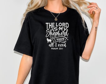 El Señor es mi pastor - Salmo 23 Camisa del versículo bíblico / Camiseta cristiana, Camisa de fe, Camiseta religiosa, Ropa cristiana para hombres/mujeres