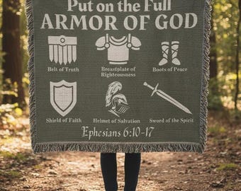Armor Of God Cotton Blanket - Bible Verse Blanket | Christian Blanket, Christian Gift for Him, Throw Blanket, Faith Blanket - Woven Blanket
