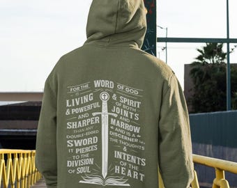 Christian Hoodie - The Word of God is Living - Hebrews 4:12 | Jesus shirt, Christian gift, Hooded Sweatshirt - Bible Verse Hoodie