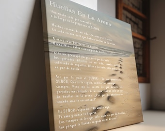 Huellas En La Arena - En Español | Spanish Version of Footprints In The Sand |  Canvas Gallery Wrap