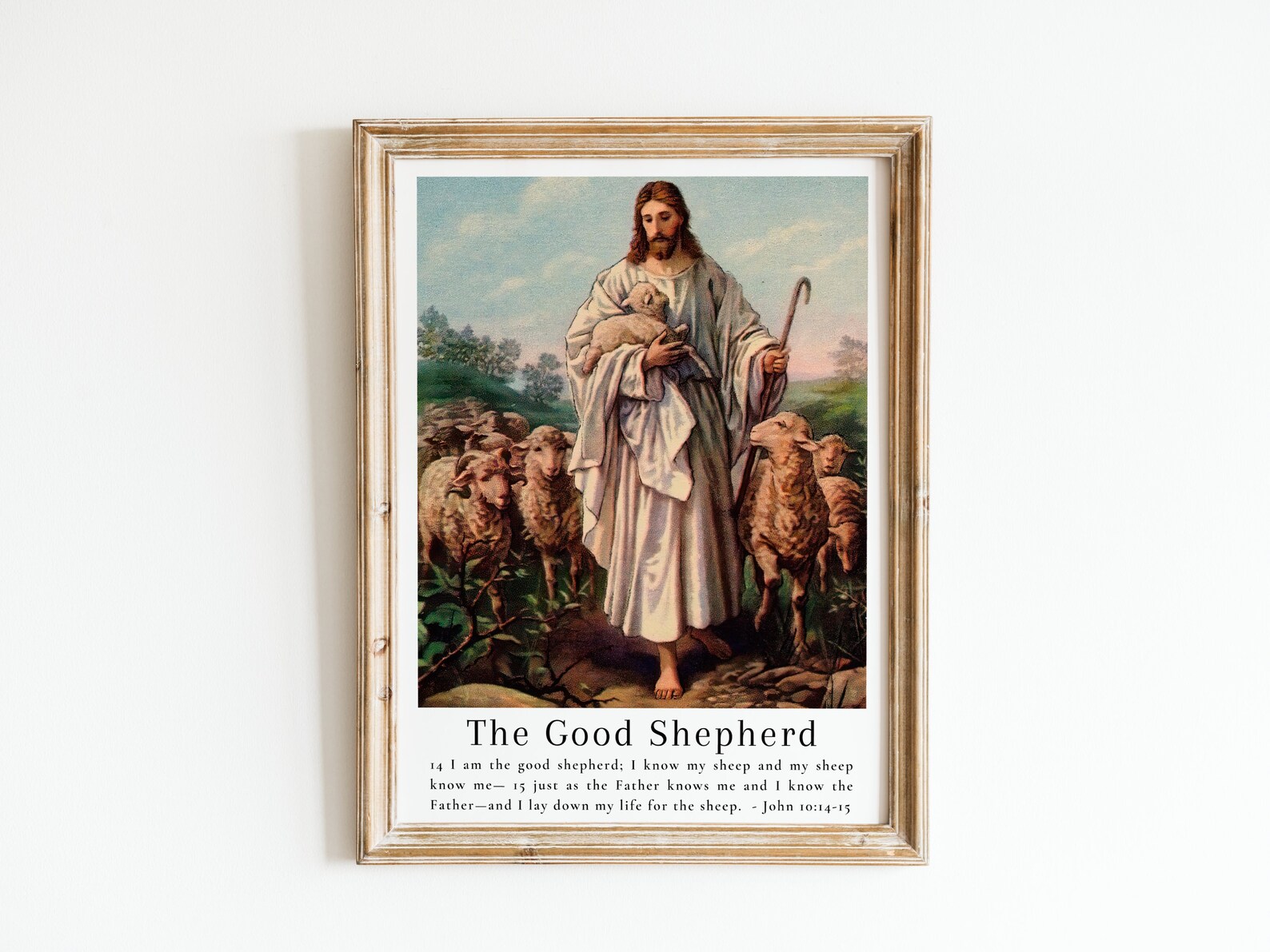 The Good Shepherd Vintage Jesus Wall Art With Bible Verse - Etsy