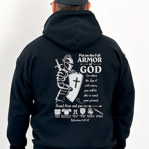 Christian Hoodie - Trek de volledige wapenrusting van God aan Sweatshirt met capuchon | Christelijke geschenken, religieuze geschenken voor vrouwen, Bijbelvers shirt voor mannen
