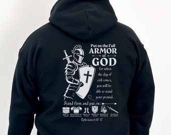 Christian Hoodie - Put On The Full Armor of God Hooded Sweatshirt | Christian Gifts, Religious Gifts For Women, Bible Verse Shirt for Men