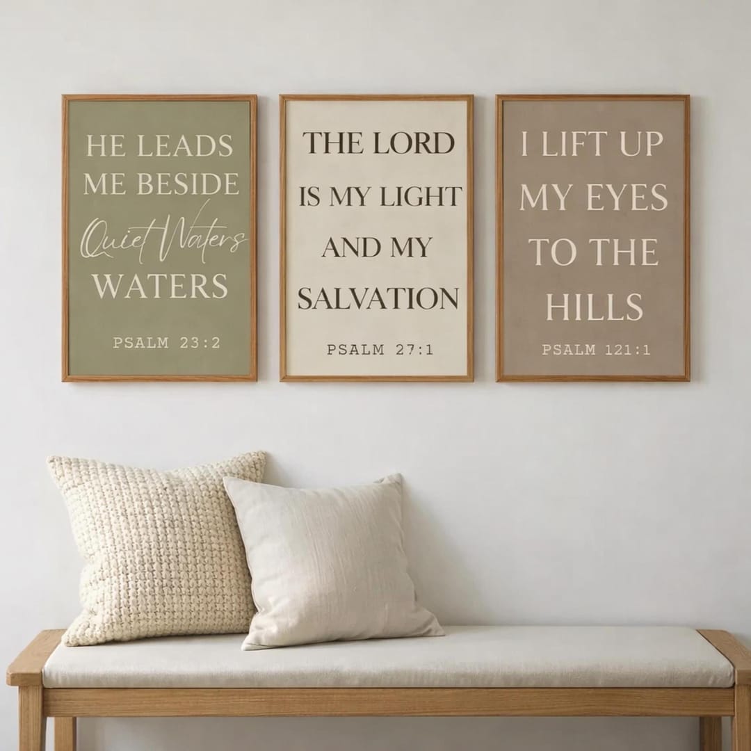 Set of 3 Modern Christian Wall Art - Psalms Scripture Prints ...
