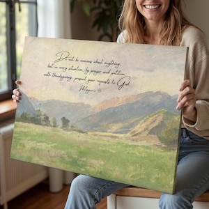 Bible Verse Canvas Wall Art - Christian Canvas | Christian Wall Decor, Scriptures on Canvas, Mountain Meadow, Custom Bible Verse Canvas