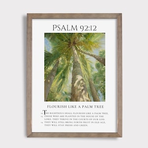 Psalms Bible Verse Wall Art Print | Psalm 92 Scripture Wall Art Decor, Christian Home Decor, Beach decor, Palm Tree | PRINT, FRAME and HANG