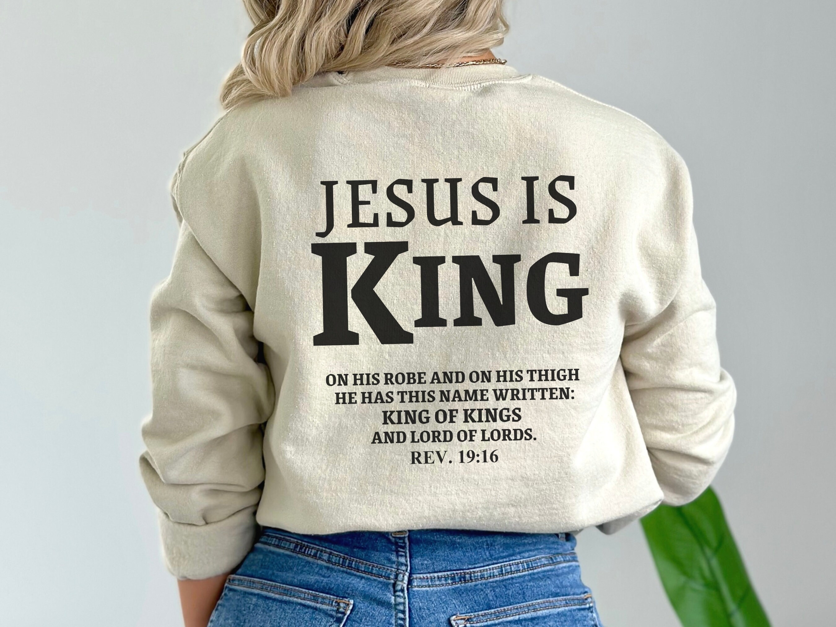 Jesus is King Sweater Scripture Sweatshirt With Revelation 19 16 Jesus Sweater Christian Streetwear Faith Sweater Bible Verse Sweater Etsy Ireland
