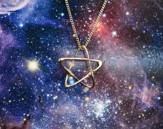 Radiant Gold Star Pendant Necklace | Elegant Space-Inspired Jewelry | Celestial Charm Gold Necklace | Perfect Gift for Space Lovers