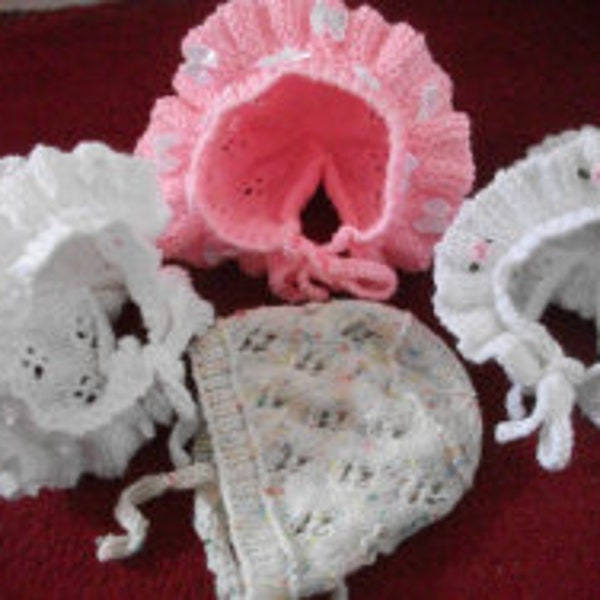 3 versions frilled baby hats