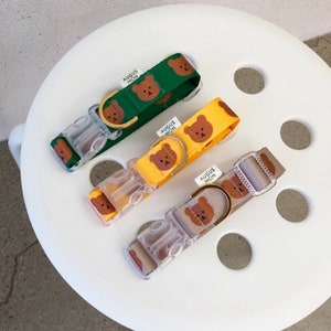 Made in Korea Bear Printing Collar, Cute Collar, Bear Printing Collar, Size Small to Large, Dog clothes, Pet Clothing Shop