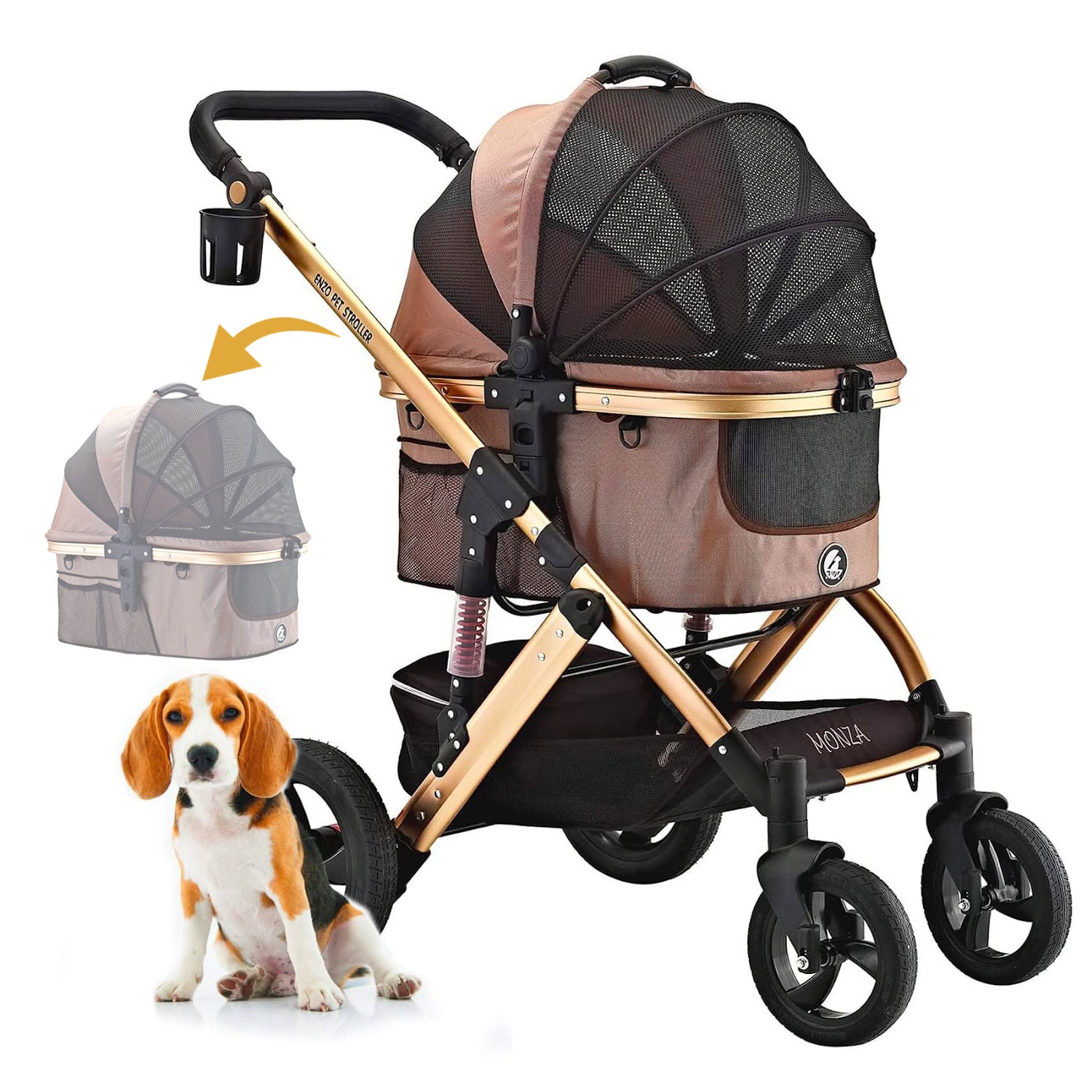 ENZO Pet Stroller Monza Luxury 3-in-1 Stroller, Carrier, Car Seat