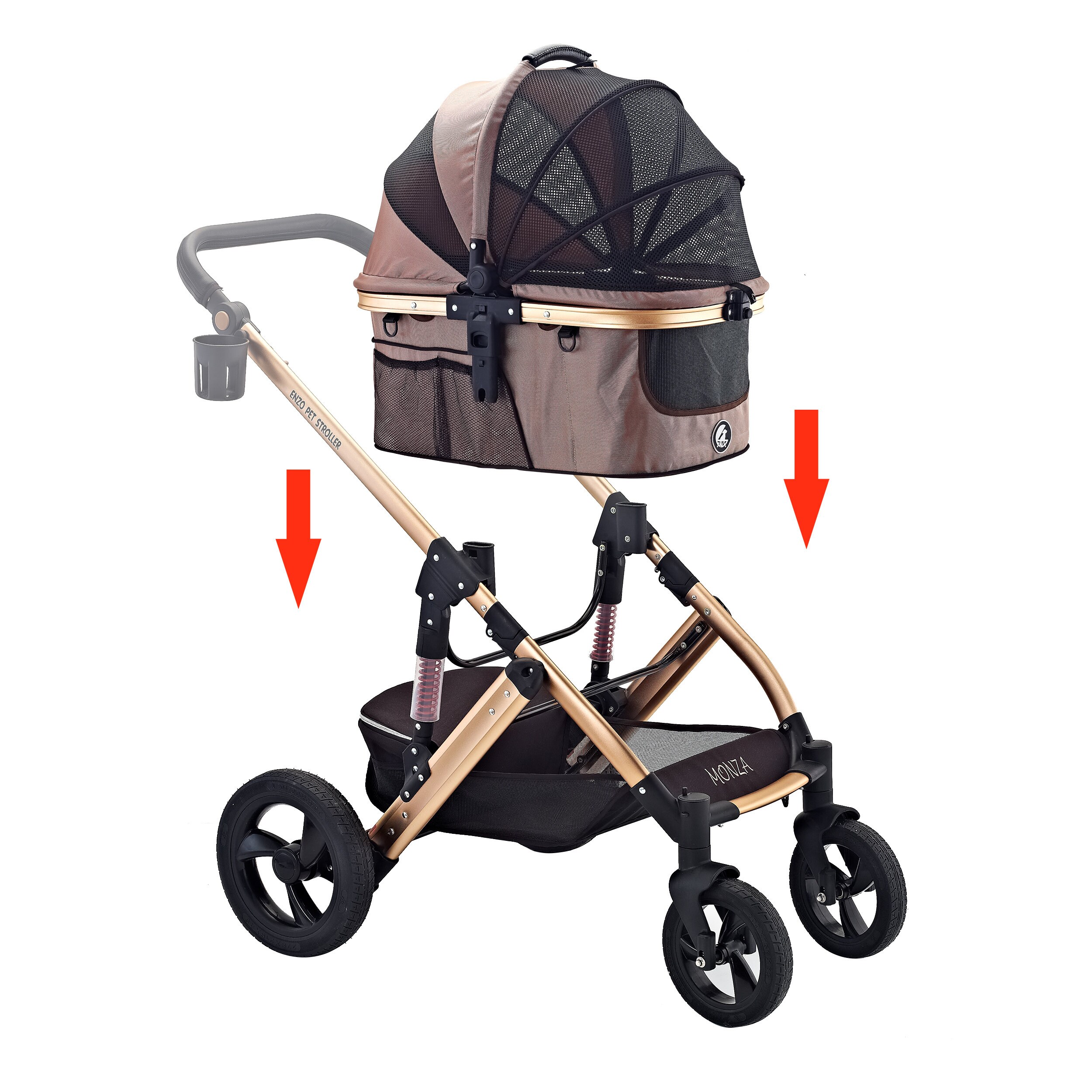 ENZO Pet Stroller Monza Luxury 3-in-1 Stroller, Carrier, Car Seat