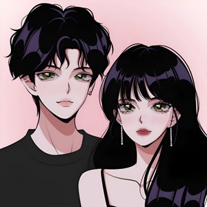 Custom Portrait, Cute Cartoon Anime Portrait, Digital Illustration Drawing, Family Couple Portrait, Personalized Gift, Anniversary Birthday