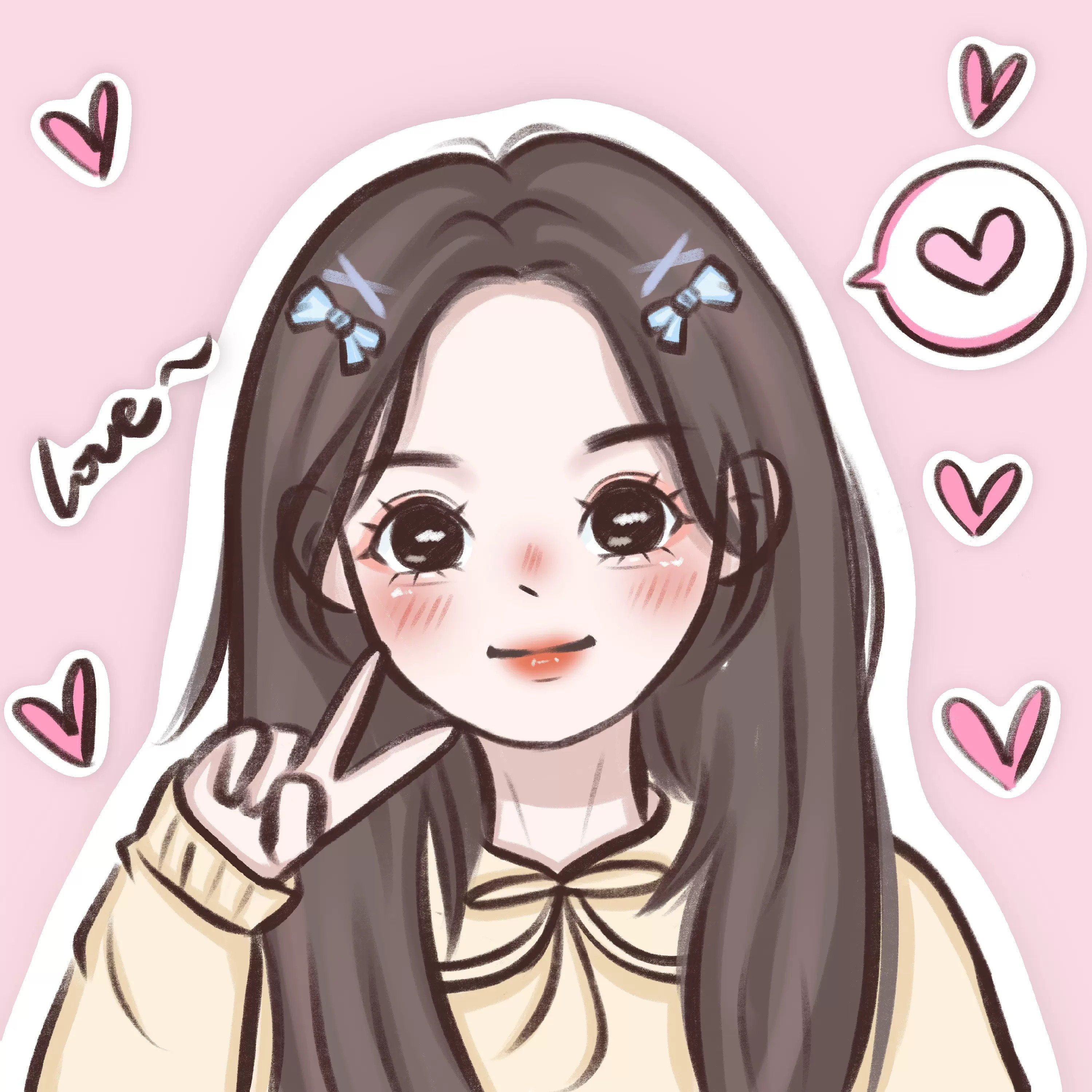 Custom Portrait Cute Cartoon Anime Portrait Digital Illustration