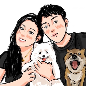 Custom Portrait, Cute Cartoon Anime Portrait, Digital Illustration Drawing, Family Couple Portrait, Personalized Gift, Anniversary Birthday