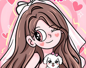 Custom Portrait, Cute Cartoon Anime Portrait, Digital Illustration Drawing, Family Couple Portrait, Personalized Gift, Anniversary Birthday