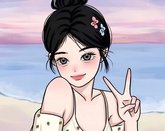 Custom Portrait, Cute Cartoon Anime Portrait, Digital Illustration Drawing, Family Couple Portrait, Personalized Gift, Anniversary Birthday