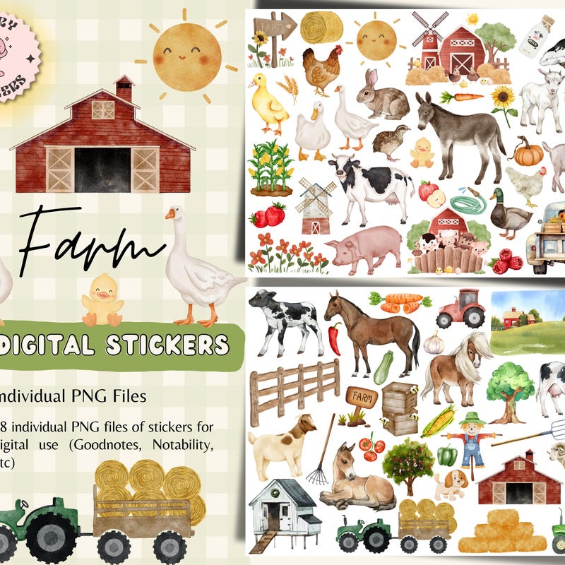 Farm Animal Stickers - Etsy