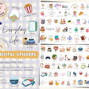 Everyday Life Digital Stickers, Daily Planner Stickers, Goodnotes Stickers, Digital Planner Stickers, OneNote, iPad Stickers, PNG, Journal
