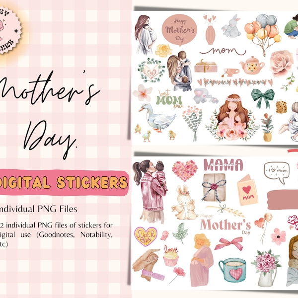 Mother's Day Digital Stickers, Digital Stickers for Planners, Mother's Day Stickers, Mom Stickers, Mommy Stickers, Mother Stickers