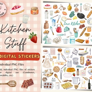 Keukenstickers: decoraties voor koken en bakken, png-bestand en Goodnotes-bestand (105)
