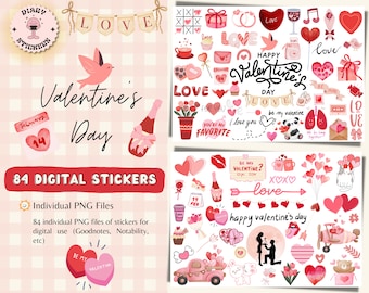 Pegatinas para planificador de San Valentín, iconos de amor (descarga digital)